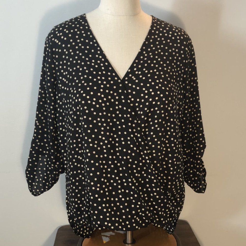 WEST KEI - Allan Surplice Rolltab High Low Blouse